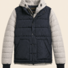 Scotch & Soda donsjack maat S, donkerblauw met lichtgrijze mouwen