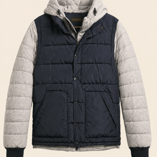 Scotch & Soda donsjack maat S Scotch & Soda donsjack maat S, donkerblauw met lichtgrijze mouwen