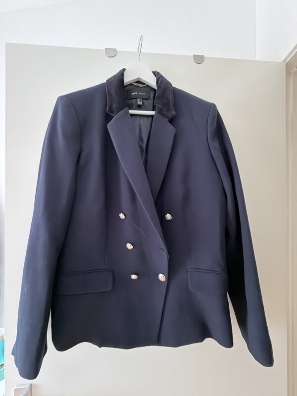 IMG_8055 Mango MNG Basics donkerblauwe blazer maat XL, voorzijde