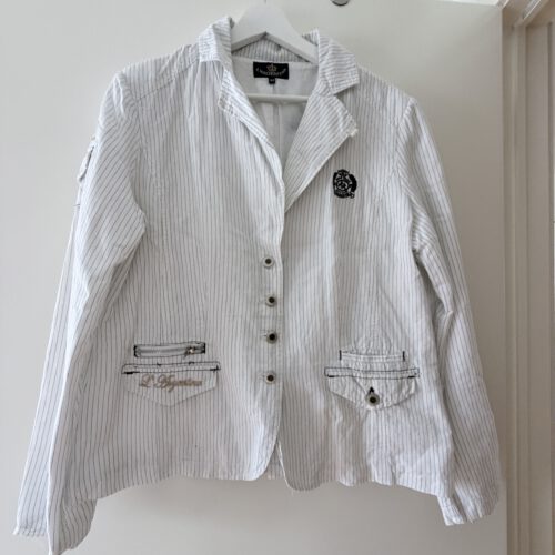 Witte L’Argentina blazer met fijne strepen en borduursel, maat 42